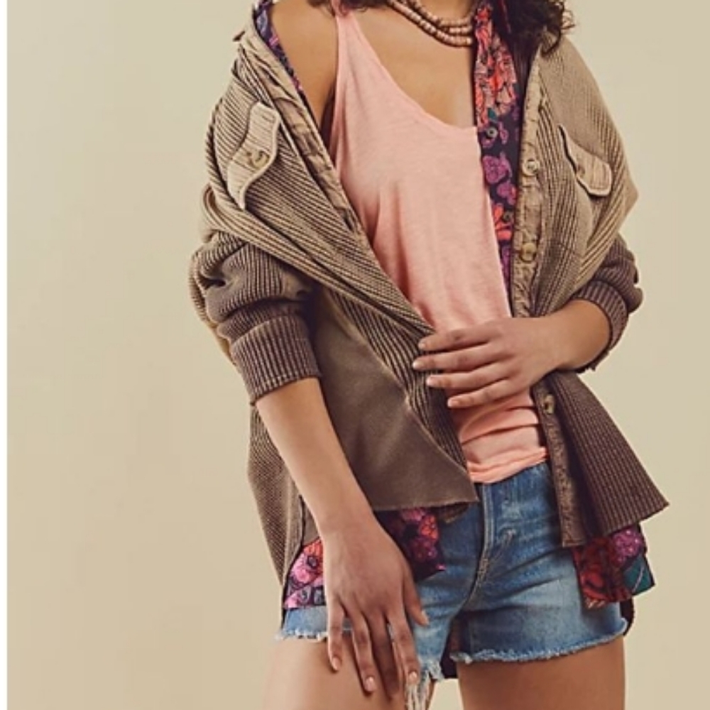 NEW Free People We the Free Pearl Tank top in Pink star small slouch